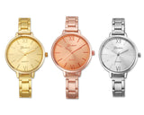 3 Pcs Geneva Women Round Quartz Analog Watch with Thin Alloy Band