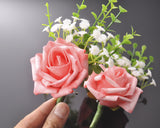 24 Pcs Bridal Wedding Flowers Bouquet - White Pink