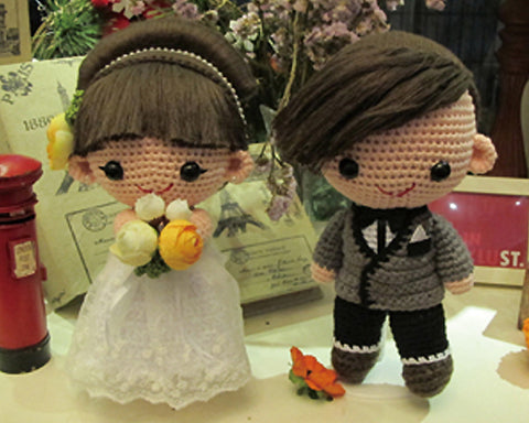 Sweet Bride and Groom Handmade Wedding Dolls