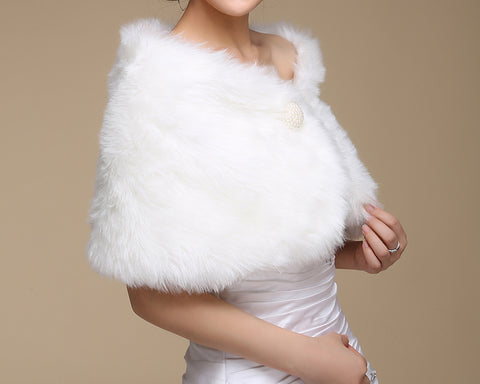 Pearl White Faux Fur Wedding Wraps