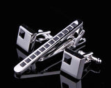 Chic Crystal Cufflinks and Tie Clip Set - Black